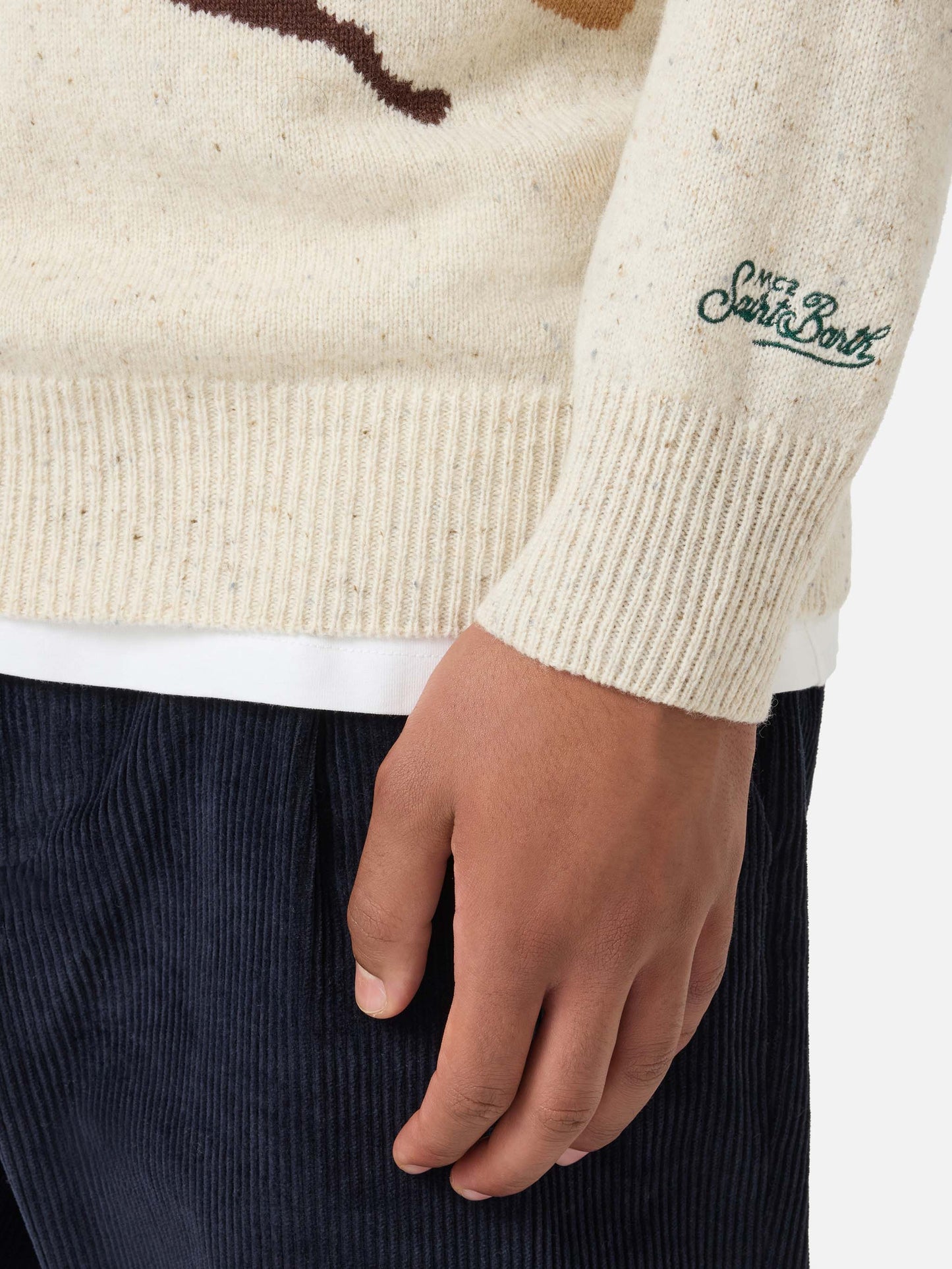 Heron white St. Moritz postcard sweater