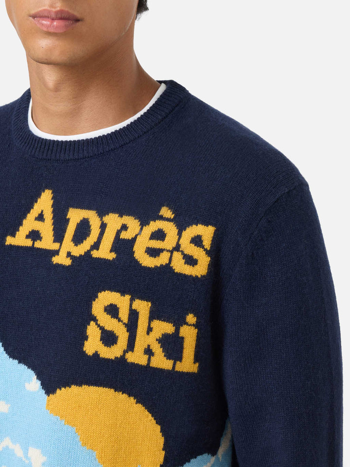 Crewneck sweater Heron with mountain postcard jacquard