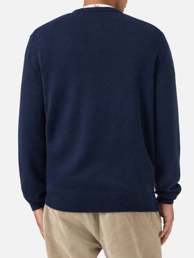 Maglione girocollo con cartolina jacquard