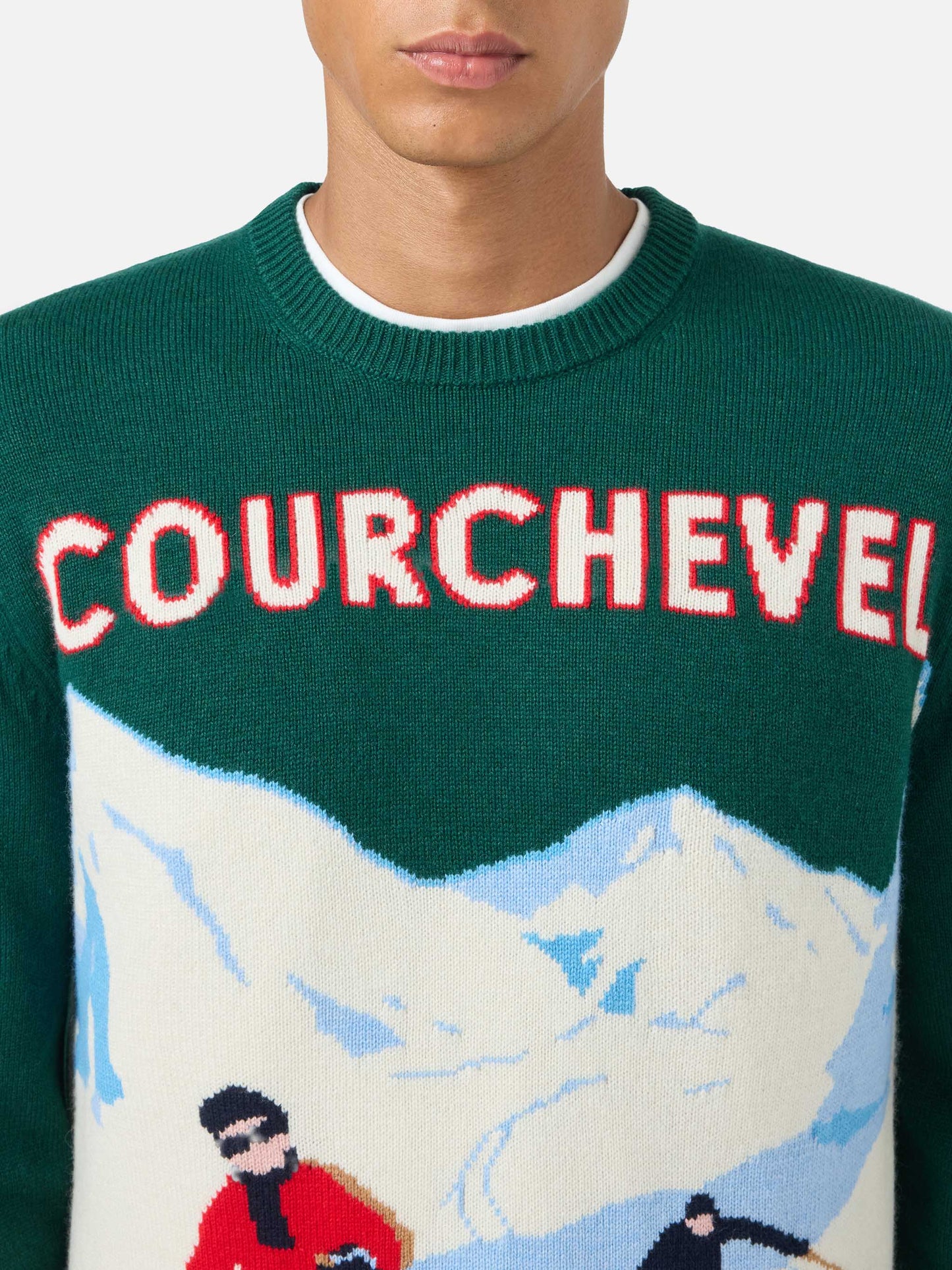 Rundhalspullover Heron mit Courchevel-Postkarten-Jacquard 