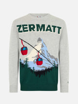 Man gray sweater Heron with Zermatt cable postcard print