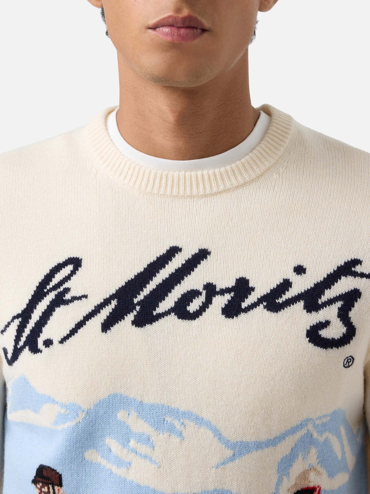 Jersey de punto con cuello redondo Grey Heron con intarsia St. Moritz | Special edition 