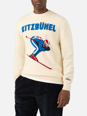 Grey Heron crewneck knit with Kitzbühel intarsia