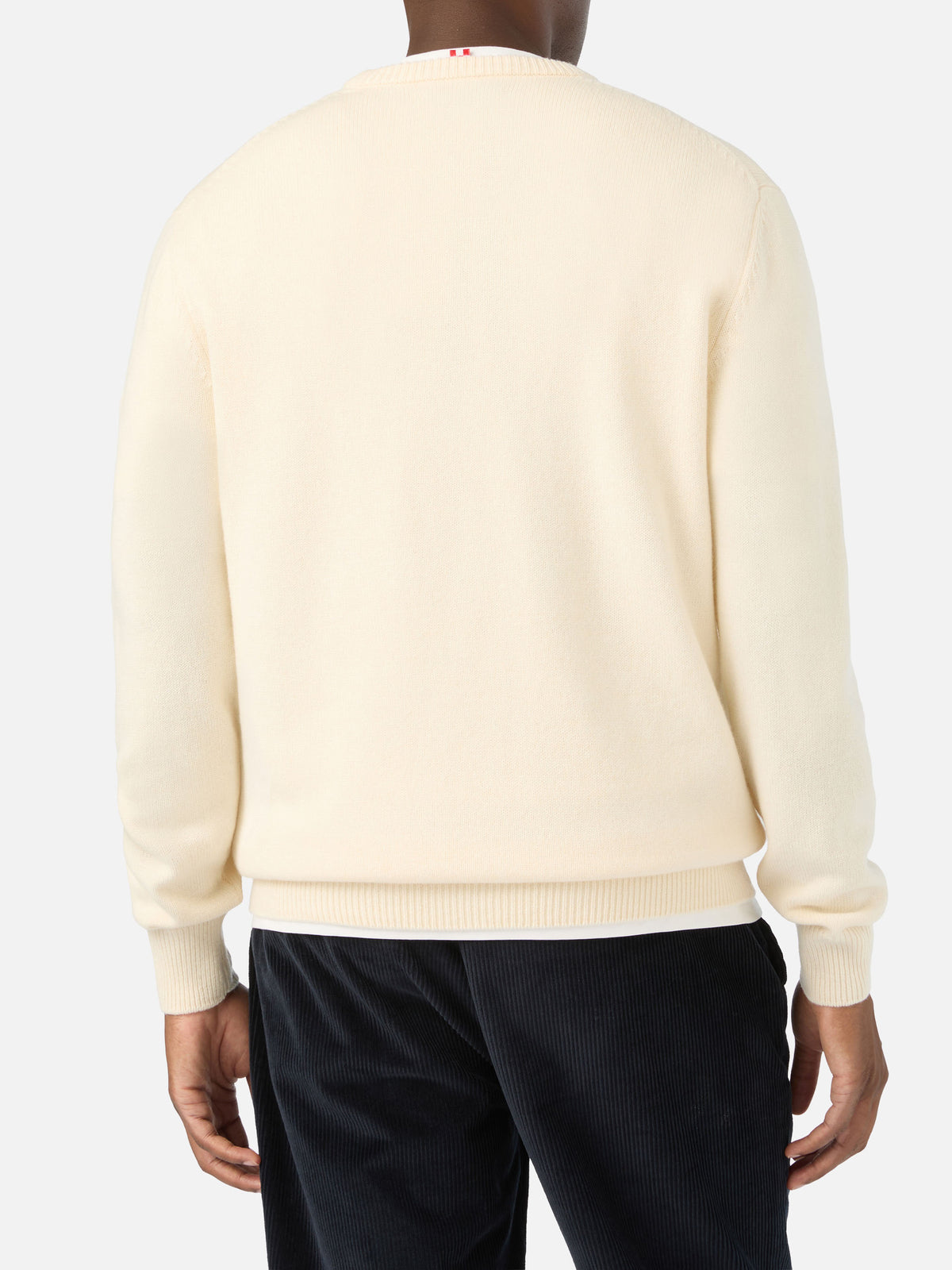 Grey Heron crewneck knit with Kitzbühel intarsia