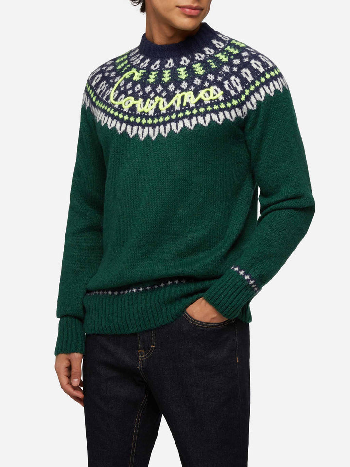 Alpaca sweater Heron Nordic Soft with fair isle jacquard and Courma embroidery - MC2 Saint Barth