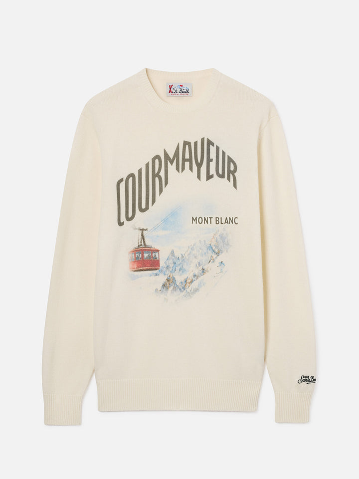 Pull col rond Grey Heron en mélange de laine et de cachemire avec intarsia Courmayeur | Special edition 