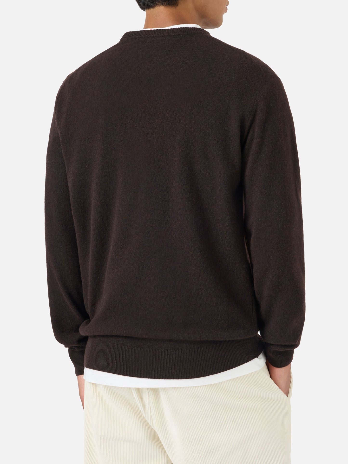 Heron Light crewneck knitwear in brown with Wall Street Dog embroidery