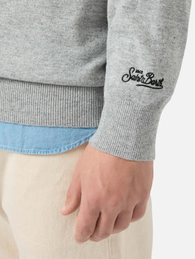 Crewneck sweater Heron Light with Life is too short for sport embroidery