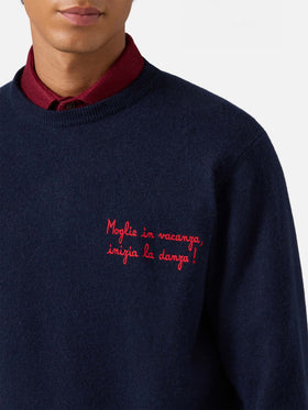 Crewneck sweater Heron Light with Moglie in vacanza inizia la danza embroidery | YUPPIES SPECIAL EDITION