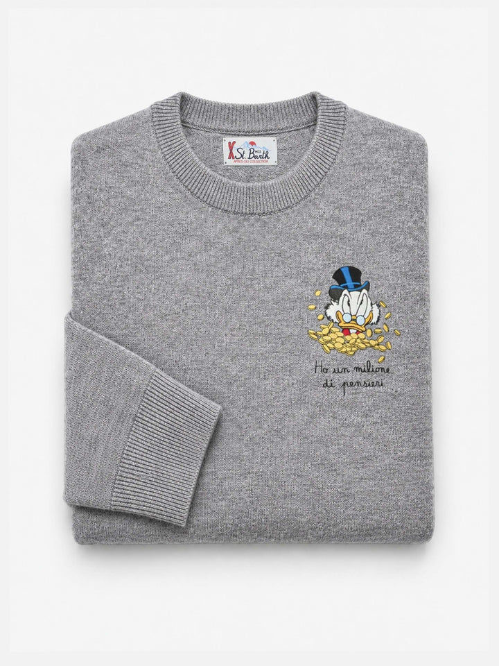 Maglione Heron Light grigio melange con ricamo a cuore Zio Paperone | Special Edition