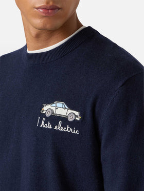 Crewneck sweater Heron Light with I hate electric embroidery