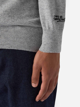 Crewneck sweater Heron Light with Nella vita ci vuole classe embroidery