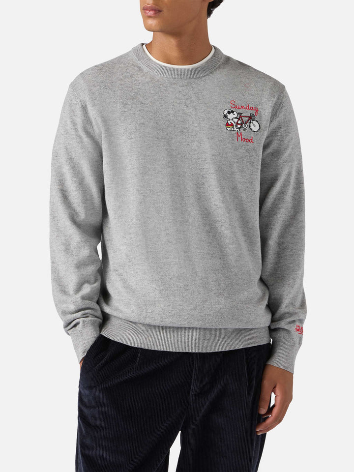 Rundhalspullover „Heron Light“ mit Snoopy-Sonntagsstimmung-Stickerei | PEANUTS SONDEREDITION