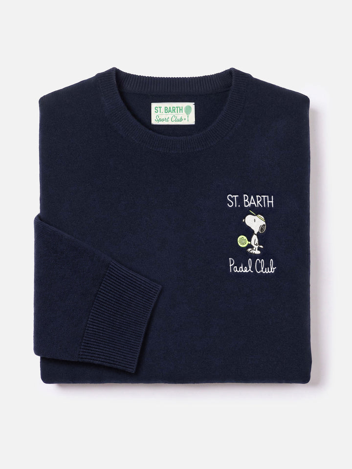 Girocollo blu navy Heron Light con ricamo a cuore Snoopy padel club | Special Edition