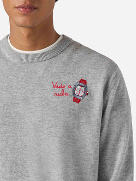 Rundhalspullover Heron Light mit Vado a ruba Stickerei