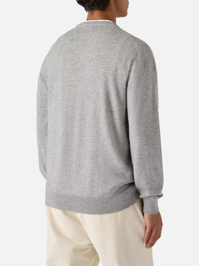 Rundhalspullover Heron Light mit Vado a ruba Stickerei