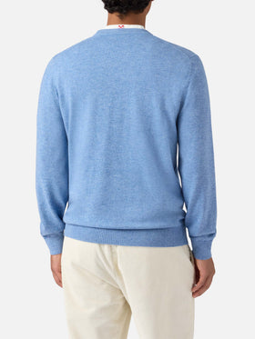 Crewneck sweater Heron Light with La felicità è nelle piccole cose embroidery