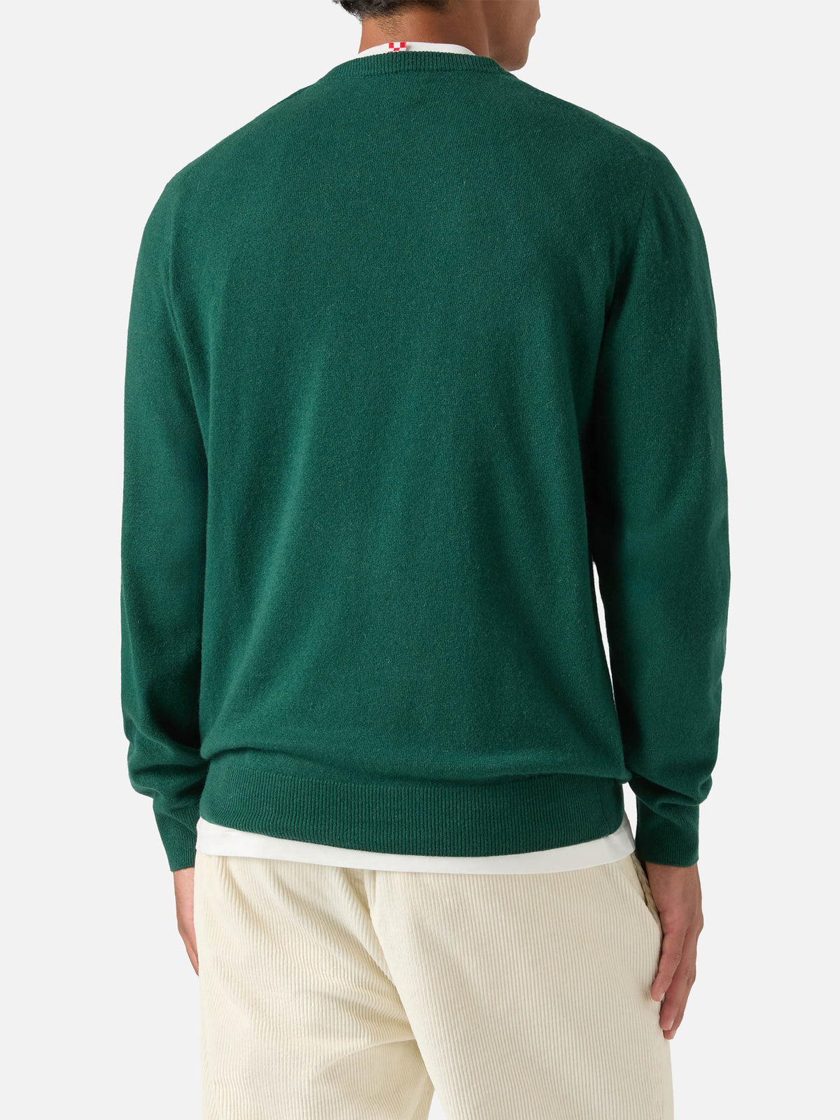 Maglia girocollo Heron Light verde in misto lana e cashmere con ricamo Snoopy | Special edition