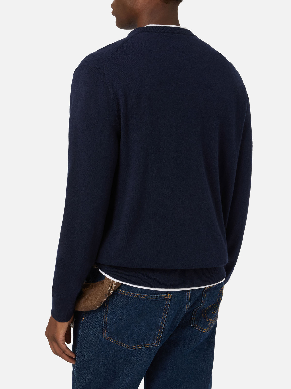 Girocollo in misto lana e cashmere Heron Light blu navy con ricamo Snoopy Master Chef | Special edition
