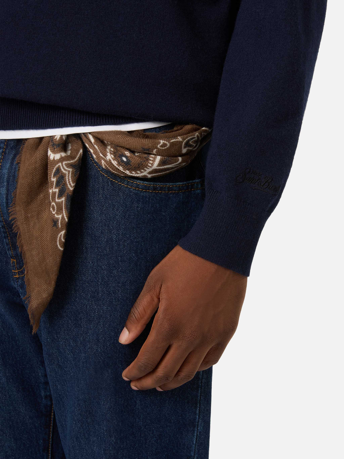 Girocollo in misto lana e cashmere Heron Light blu navy con ricamo Snoopy Master Chef | Special edition