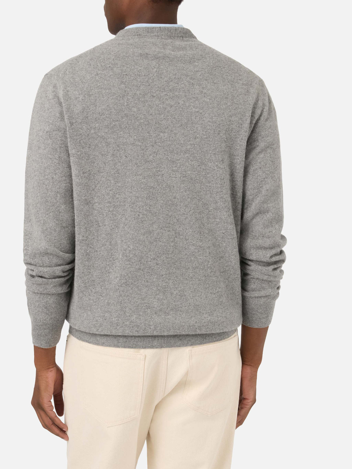 Grey Heron jersey de cuello redondo en mezcla de lana ligera y cachemira con bordado Mini | Special edition 