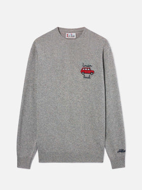 Maglia girocollo Heron Light grigia in misto lana e cashmere con ricamo Mini | Special edition