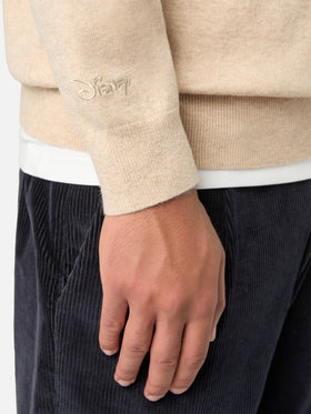 Jersey de cuello redondo Beige Heron en mezcla de lana ligera y cachemira con bordado de Scrooge McDuck | Special edition 