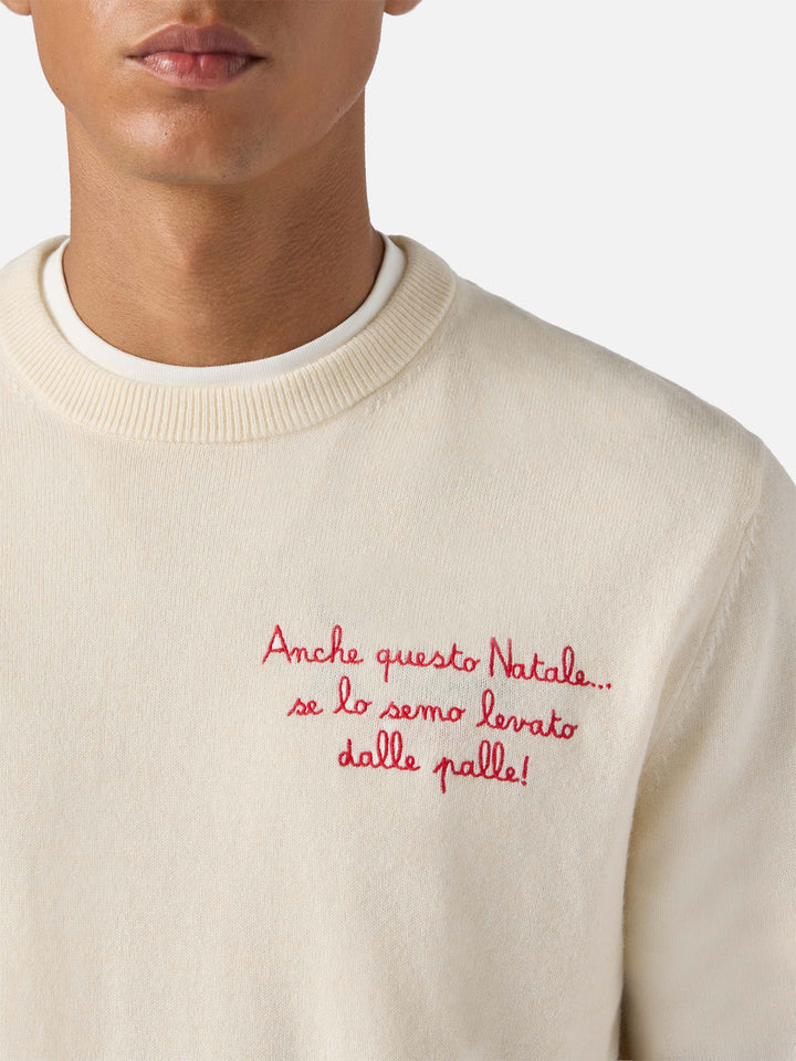 Crewneck Heron Light with Anche questo Natale se lo semo levato dalle palle! embroidery | VACANZE DI NATALE SPECIAL EDITION