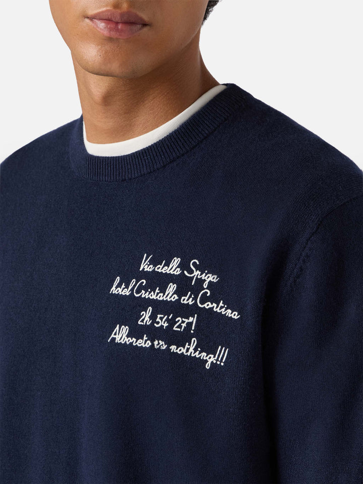 Crewneck Heron Light with Via della Spiga… Alboreto is nothing! embroidery | VACANZE DI NATALE SPECIAL EDITION