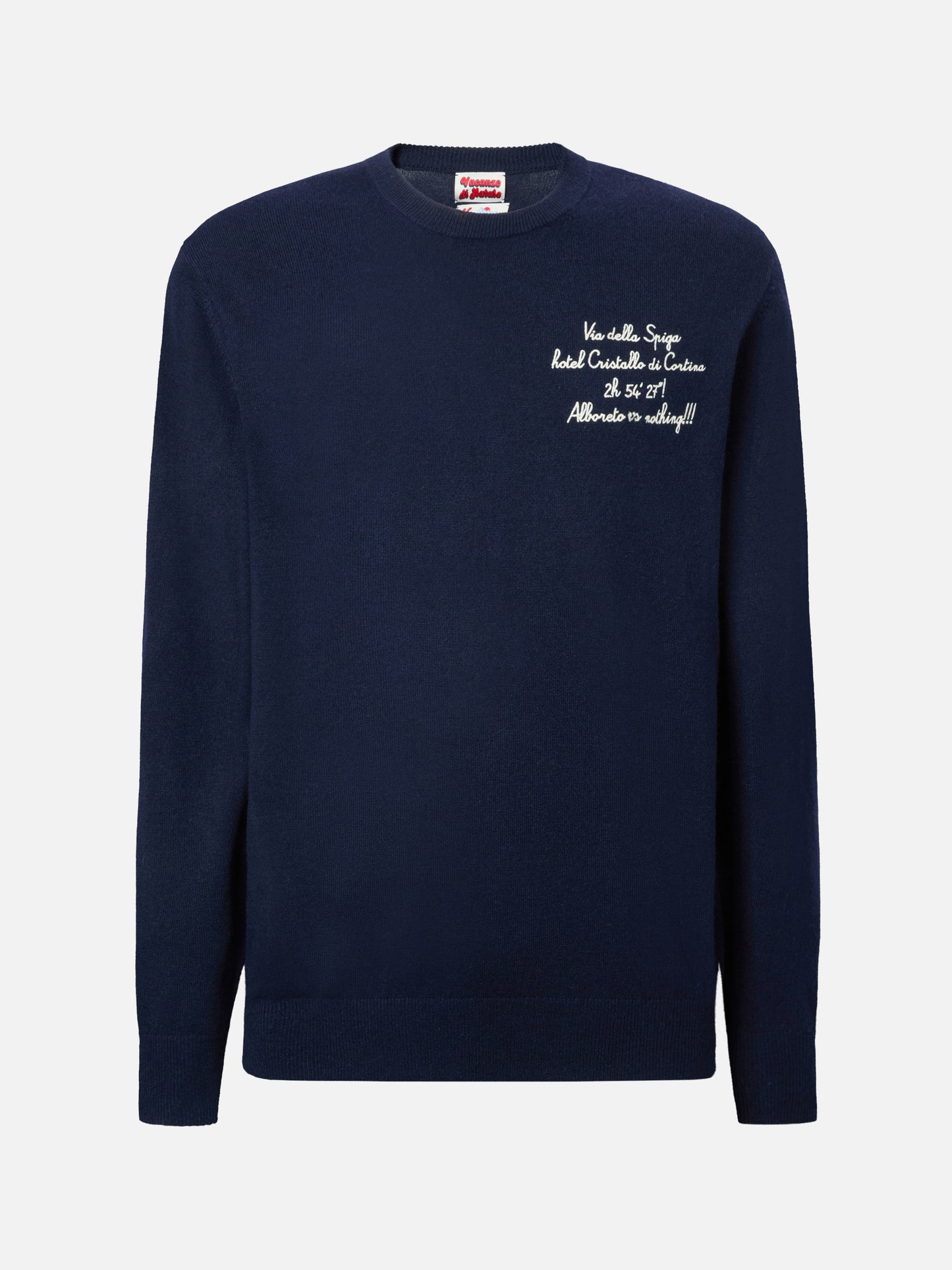 Crewneck Heron Light with Via della Spiga… Alboreto is nothing! embroidery | VACANZE DI NATALE SPECIAL EDITION