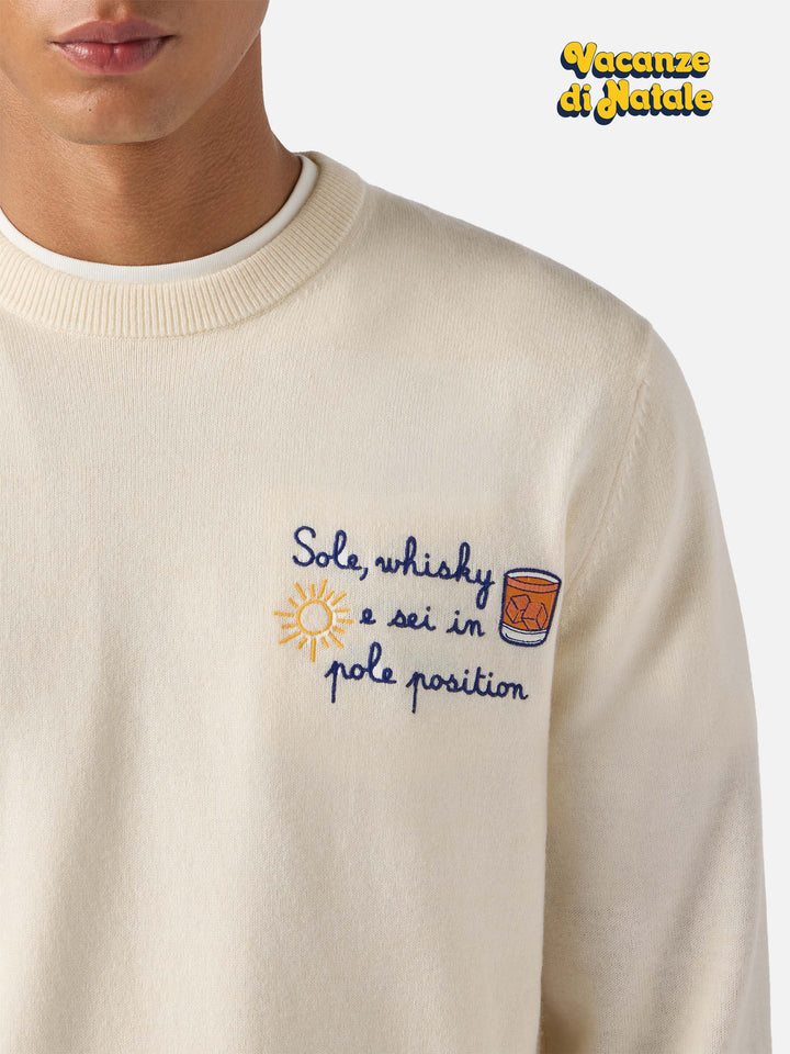 Girocollo Heron Light con ricamo Sole, whisky e sei in pole position! | VACANZE DI NATALE SPECIAL EDITION