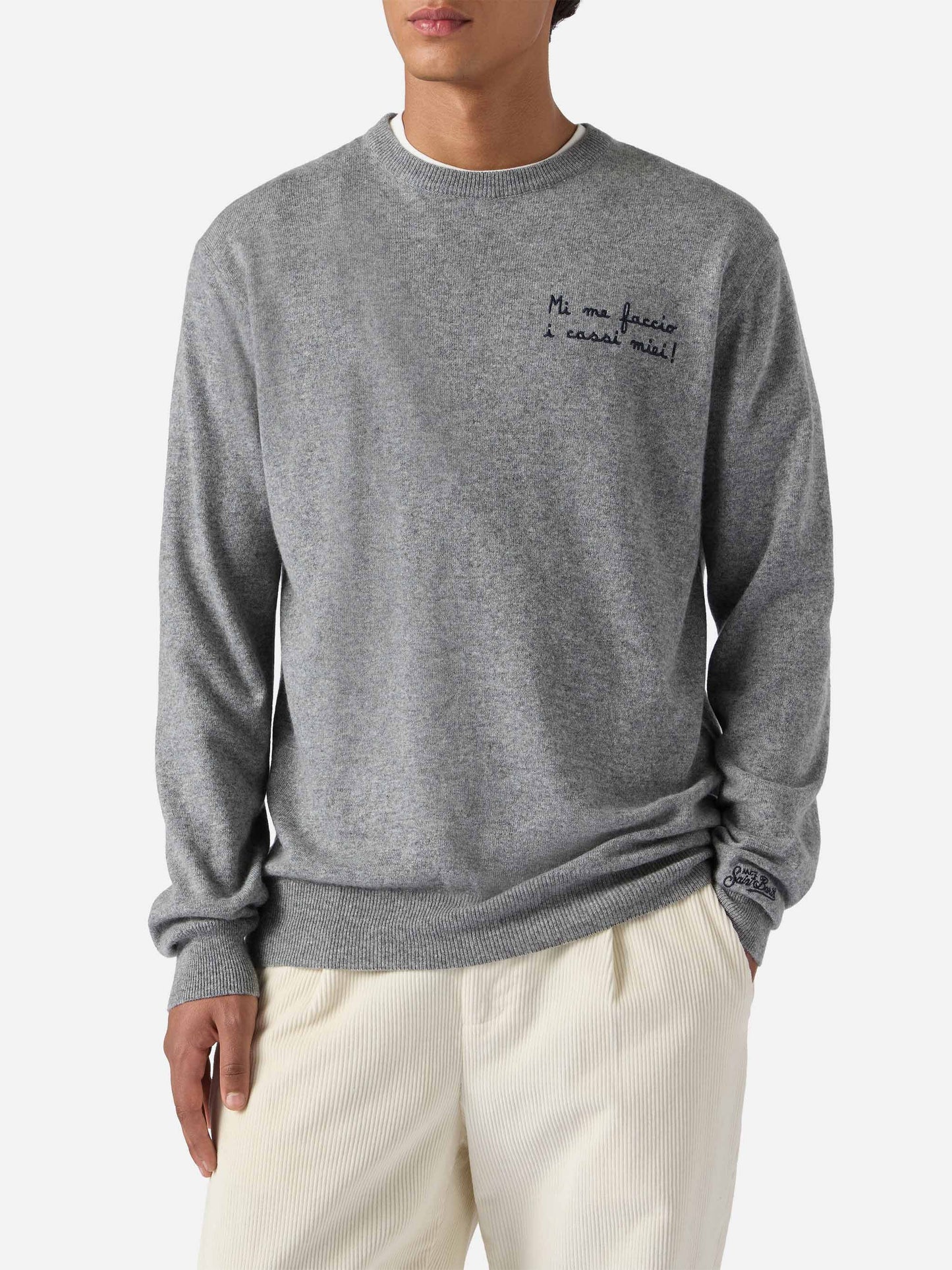 Crewneck Heron Light with Mi me faccio i cassi miei! embroidery | VACANZE DI NATALE SPECIAL EDITION