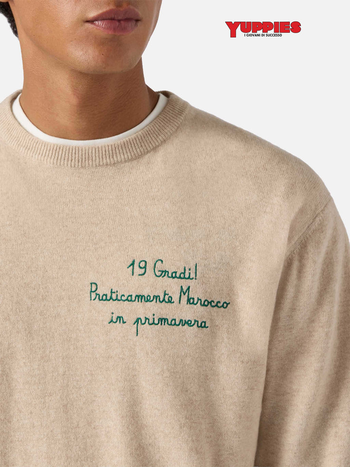 Rundhalspullover Heron Light mit 19 Gradi. Praticamente Marocco in primavera! Stickerei | YUPPIES SPECIAL EDITION