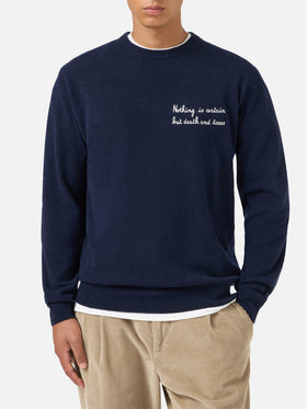 Maglione Heron Light girocollo blu navy con ricamo