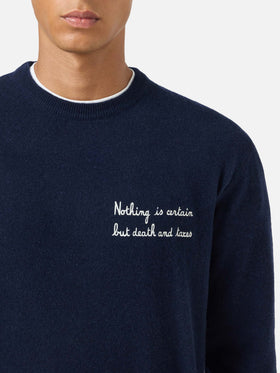 Maglione Heron Light girocollo blu navy con ricamo