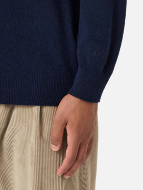 Maglione Heron Light girocollo blu navy con ricamo