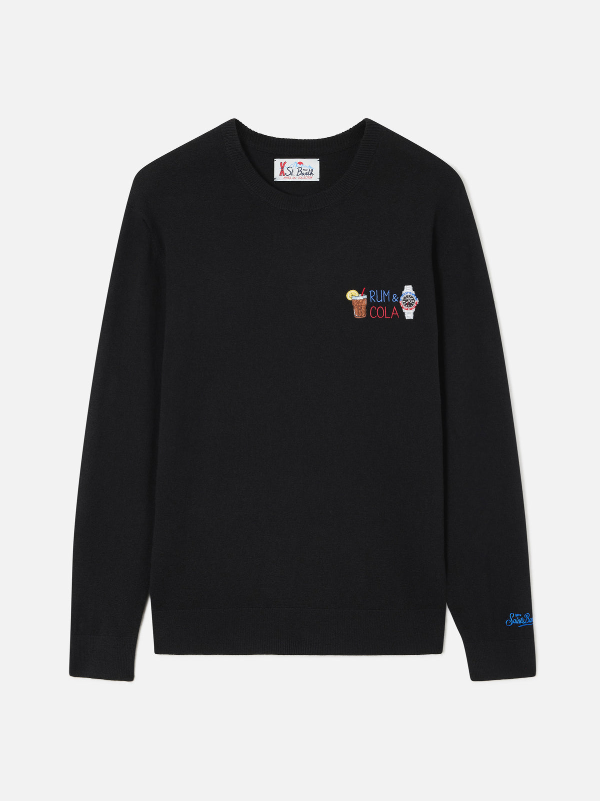 Black Heron Light wool and cashmere blend crewneck with Rum & Cola embroidery