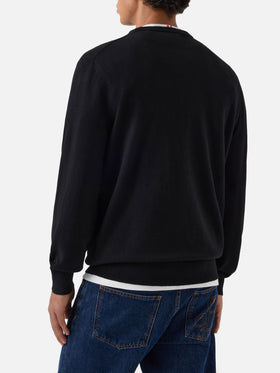 Girocollo in misto lana e cashmere Heron Light nero con ricamo Rum & Cola