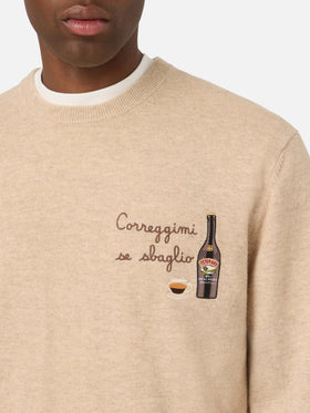 Maglia girocollo Heron Light beige in misto lana e cashmere con ricamo Baileys | Special edition