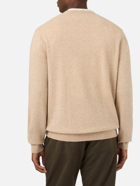 Maglia girocollo Heron Light beige in misto lana e cashmere con ricamo Baileys | Special edition