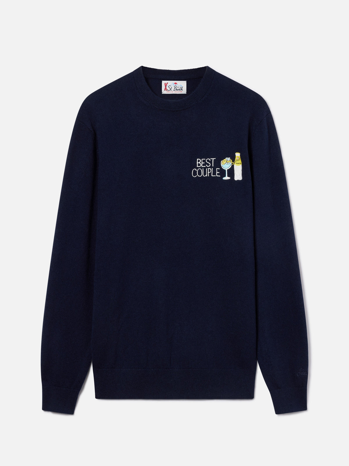 Maglia girocollo Heron blu navy con ricamo Best Couple | Special edition