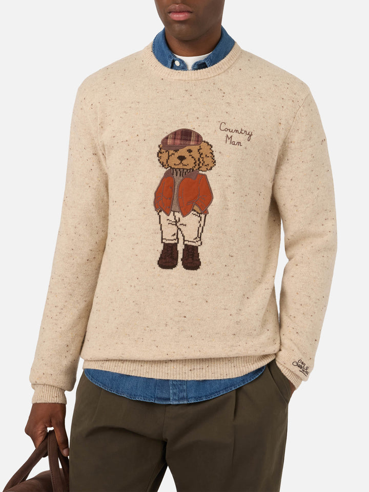 Pull ras-du-cou en maille Donegal Grey Heron avec patch caniche 