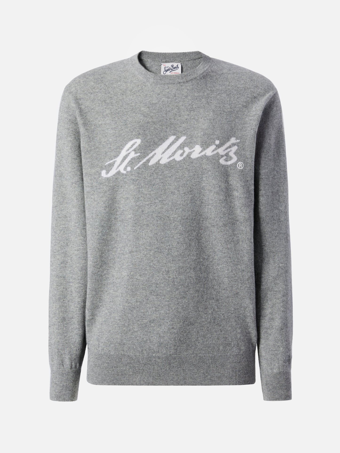 Heron Light sweater in grey 100% CASHMERE with St. Moritz intarsia | ST. MORITZ TOP OF THE WORLD