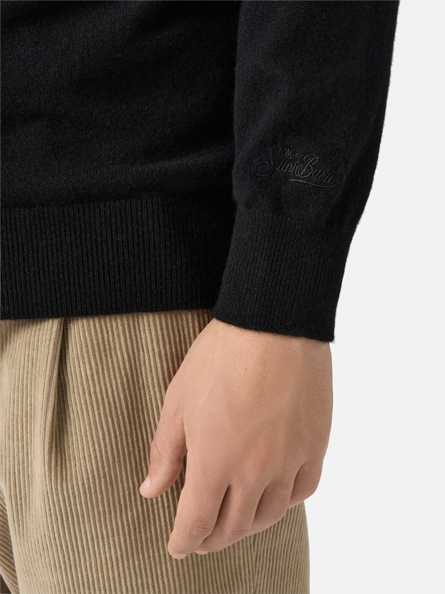 Maglione Heron Light in 100% CASHMERE nero con intarsio St. Moritz | ST. MORITZ TOP OF THE WORLD