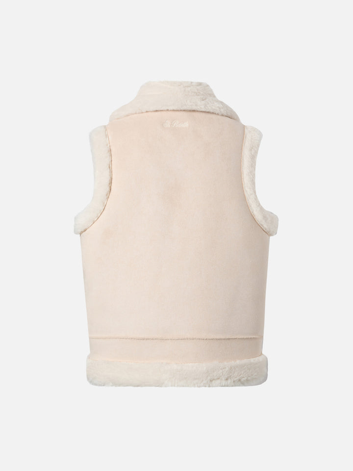 Gilet Hesketh Jr in eco montone con ricamo texano
