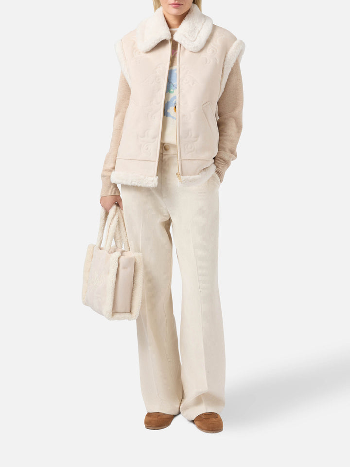 Gilet Hesketh in eco montone con ricamo texano