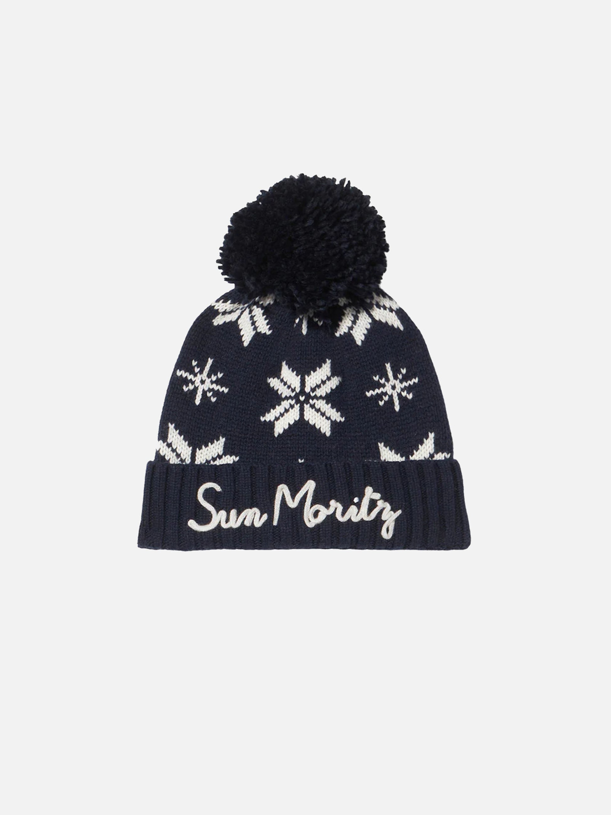 Man navy blue beanie with norwegian pattern - MC2 Saint Barth