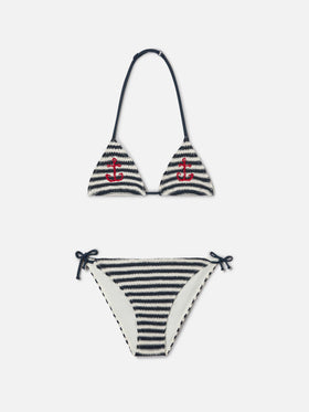 Bikini Holly in crochet rigato con ricami nautici