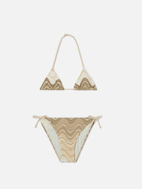 Bikini Holly in raschel con motivo onde nei toni dell’oro