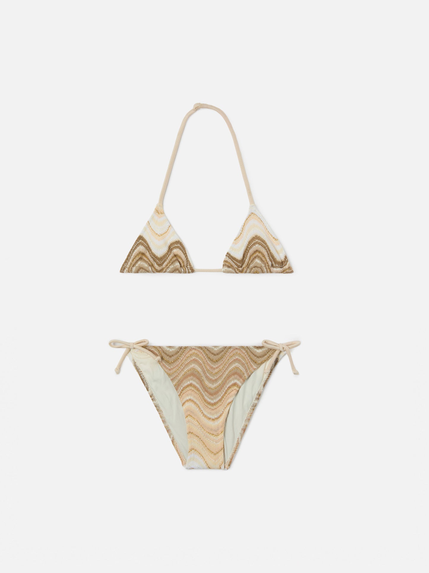 Holly Raschel-Wellen-Bikini in Goldnuancen 